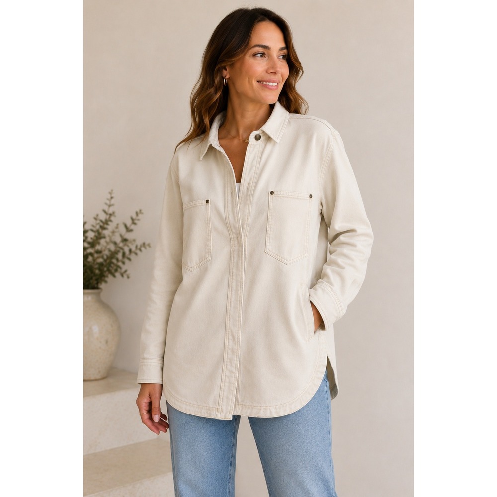 Faherty‎ Sunny Oversized Jacket Womens XS Shacket Organic Cotton Rayon Blend